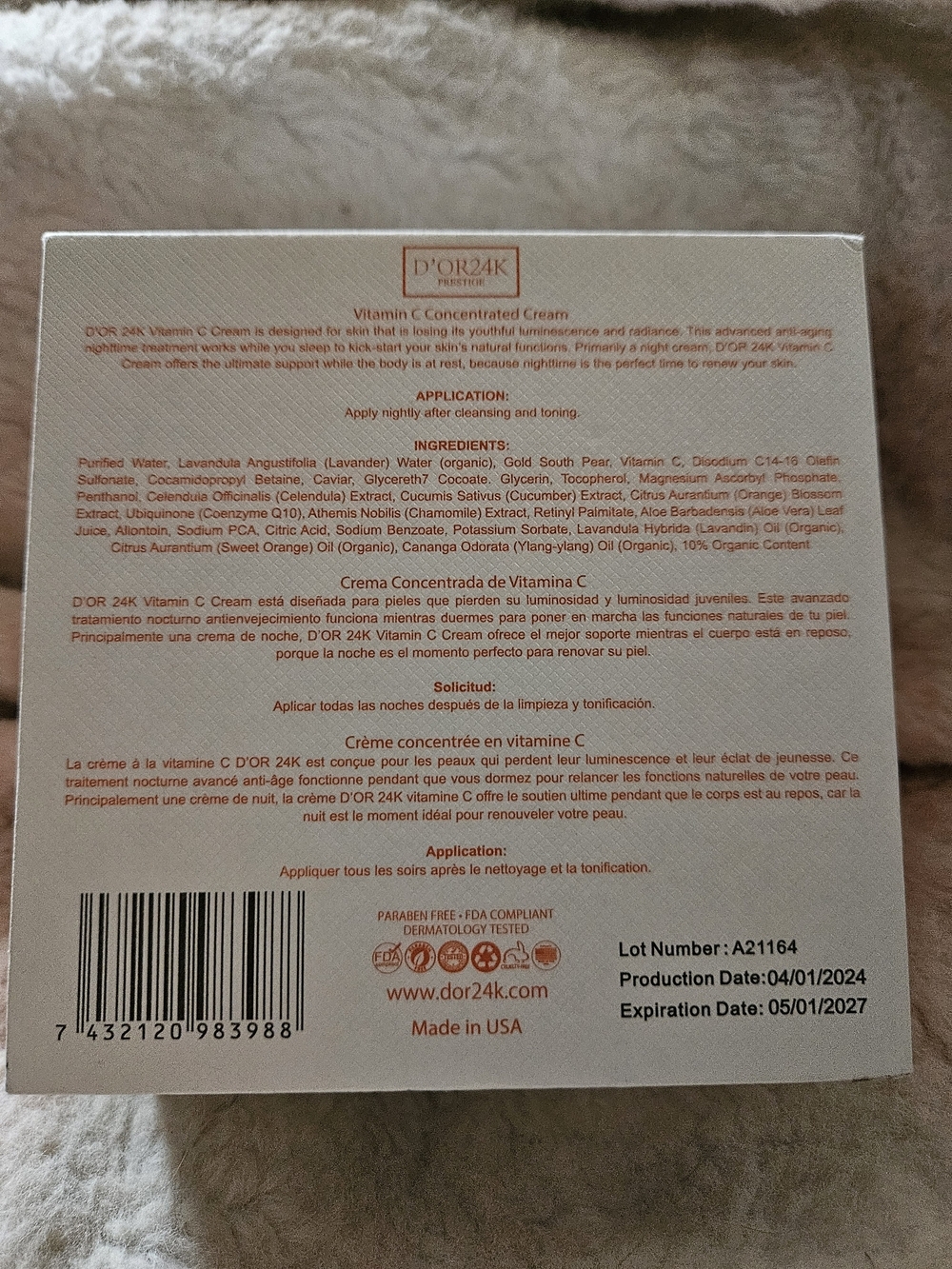D’OR24K Prestige Vitamin C Concentrated Cream 50g NEW - Picture 3 of 4